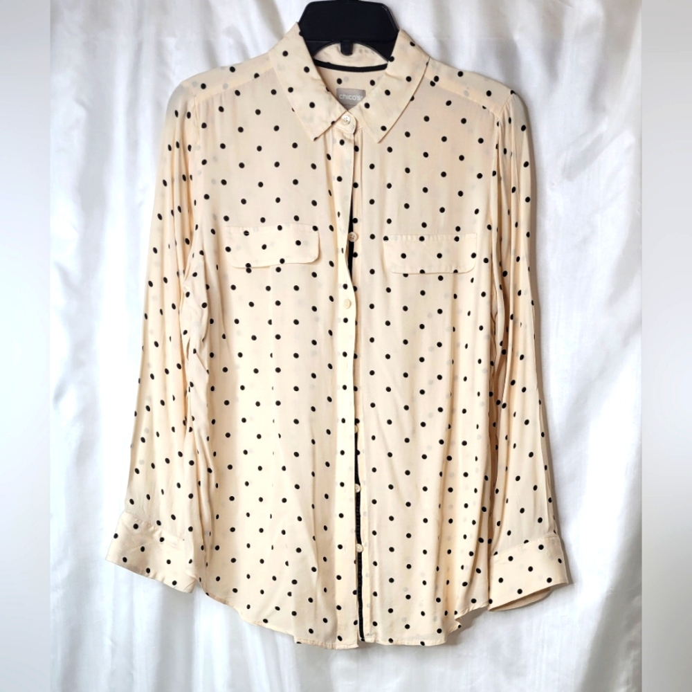 Chico's button down polka dot shirt